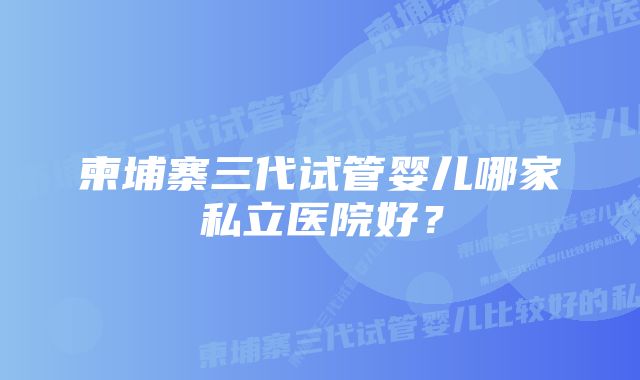 柬埔寨三代试管婴儿哪家私立医院好？