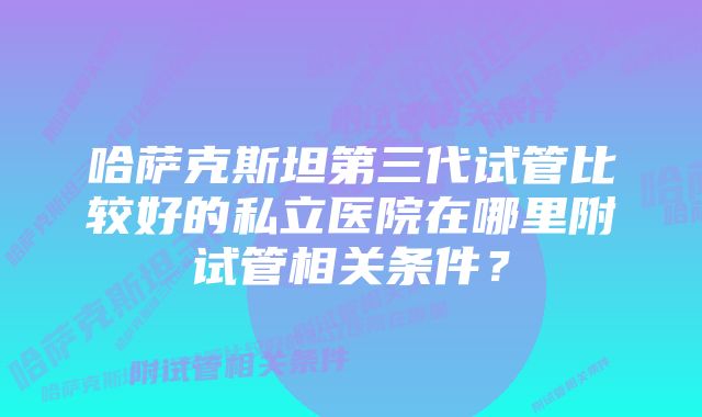 哈萨克斯坦第三代试管比较好的私立医院在哪里附试管相关条件？