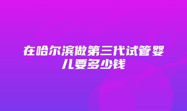 在哈尔滨做第三代试管婴儿要多少钱