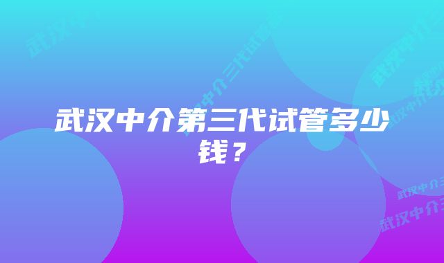 武汉中介第三代试管多少钱？