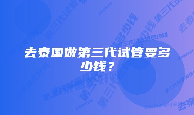 去泰国做第三代试管要多少钱？