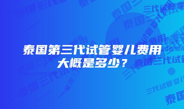 泰国第三代试管婴儿费用大概是多少？