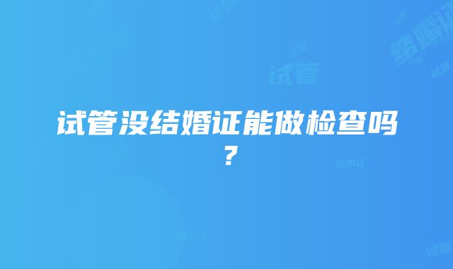 试管没结婚证能做检查吗？