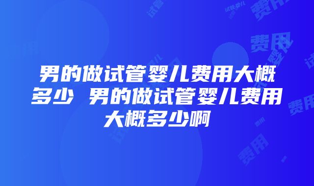 男的做试管婴儿费用大概多少 男的做试管婴儿费用大概多少啊