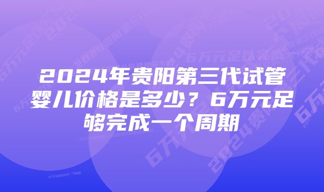 2024年贵阳第三代试管婴儿价格是多少？6万元足够完成一个周期