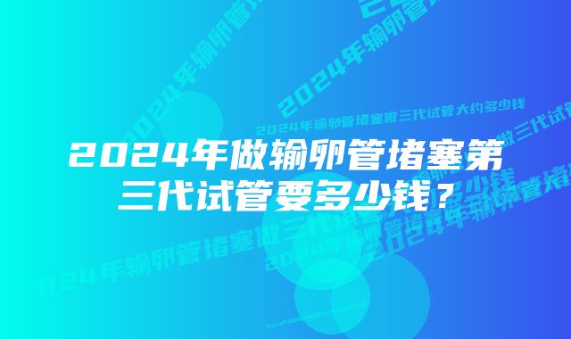 2024年做输卵管堵塞第三代试管要多少钱？