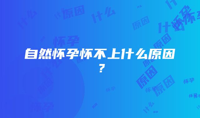 自然怀孕怀不上什么原因？