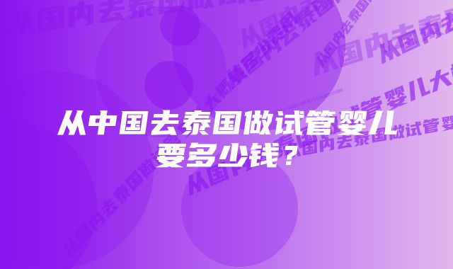 从中国去泰国做试管婴儿要多少钱？