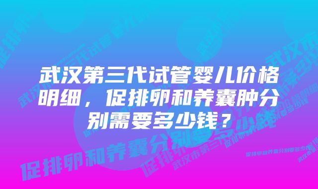 武汉第三代试管婴儿价格明细，促排卵和养囊肿分别需要多少钱？