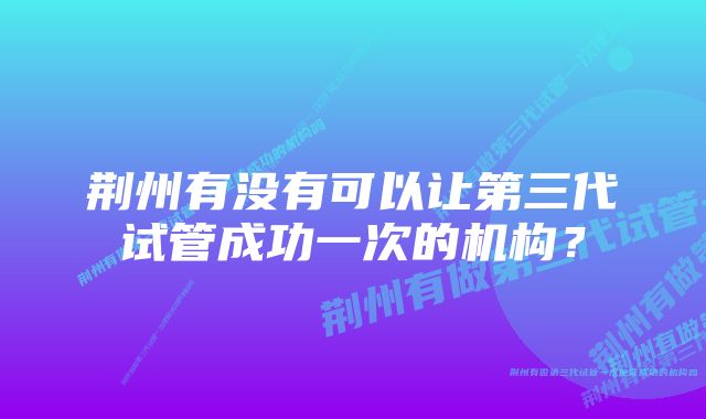 荆州有没有可以让第三代试管成功一次的机构？