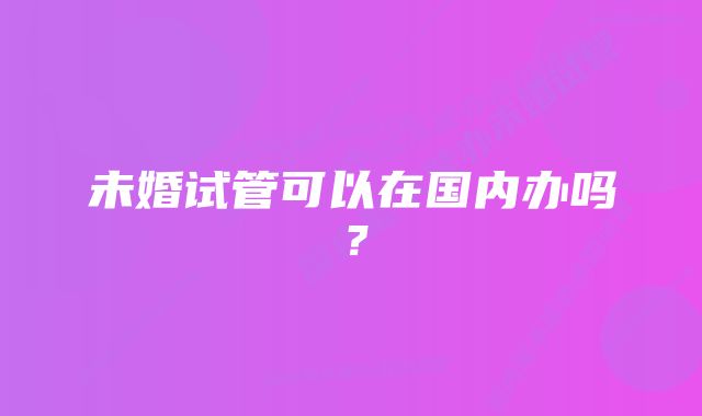 未婚试管可以在国内办吗？