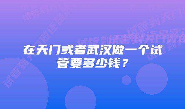 在天门或者武汉做一个试管要多少钱？