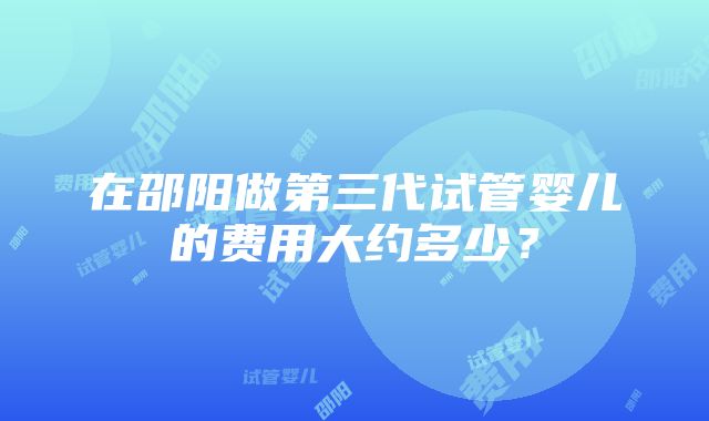 在邵阳做第三代试管婴儿的费用大约多少？