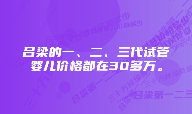 吕梁的一、二、三代试管婴儿价格都在30多万。