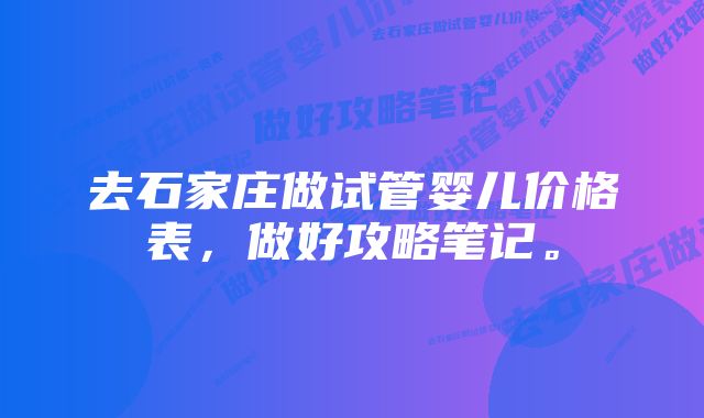 去石家庄做试管婴儿价格表，做好攻略笔记。