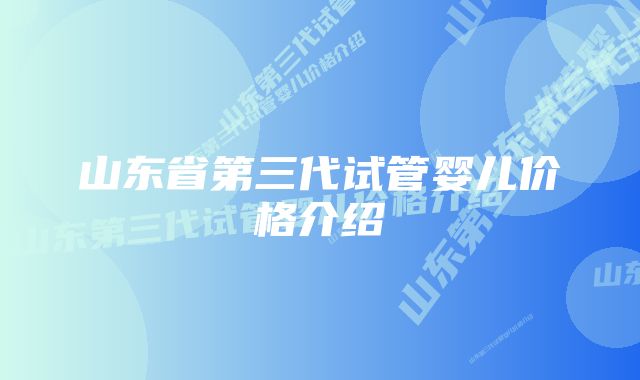 山东省第三代试管婴儿价格介绍