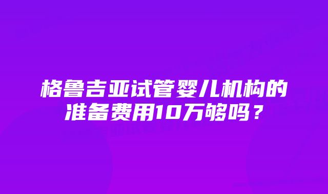 格鲁吉亚试管婴儿机构的准备费用10万够吗？