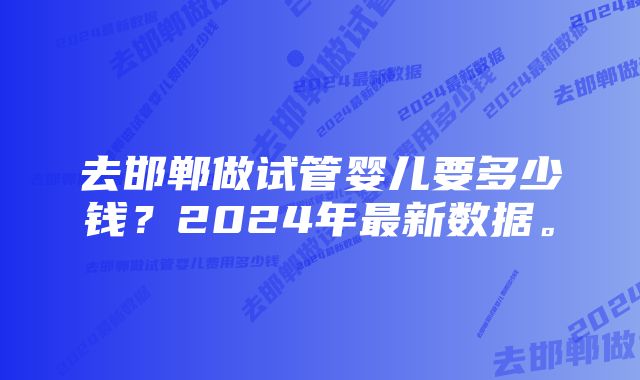 去邯郸做试管婴儿要多少钱？2024年最新数据。