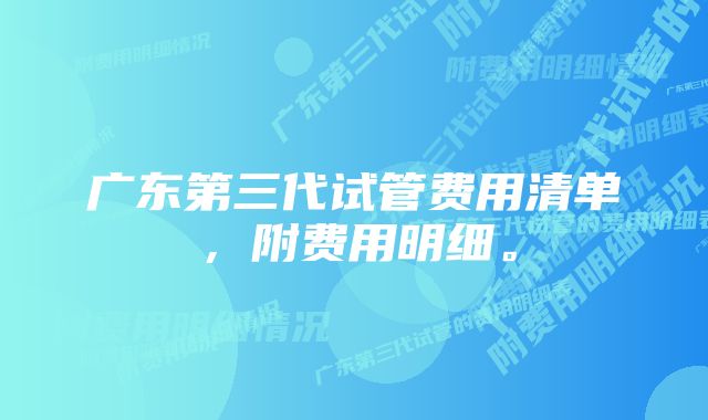 广东第三代试管费用清单，附费用明细。