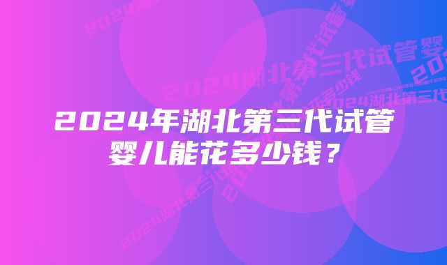 2024年湖北第三代试管婴儿能花多少钱？