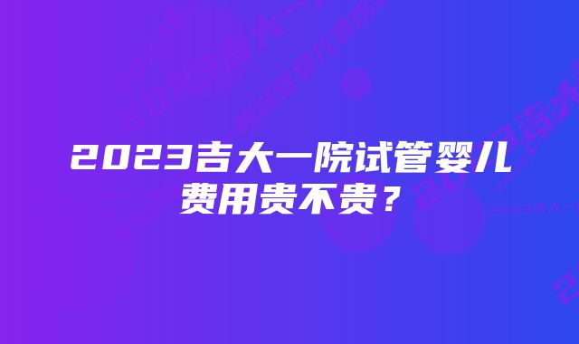 2023吉大一院试管婴儿费用贵不贵？