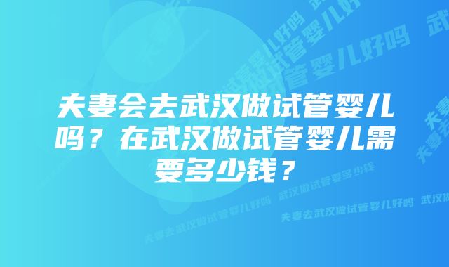 夫妻会去武汉做试管婴儿吗？在武汉做试管婴儿需要多少钱？