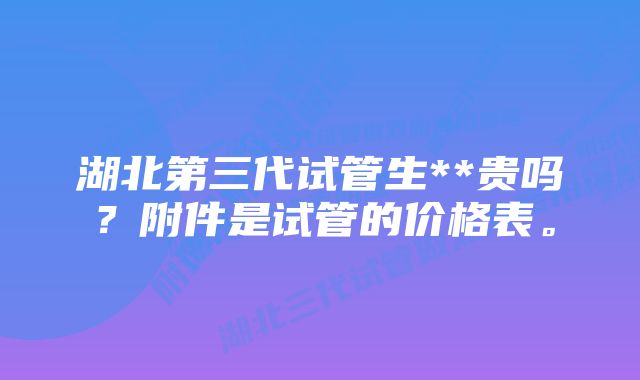 湖北第三代试管生**贵吗？附件是试管的价格表。