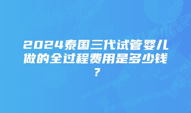 2024泰国三代试管婴儿做的全过程费用是多少钱？