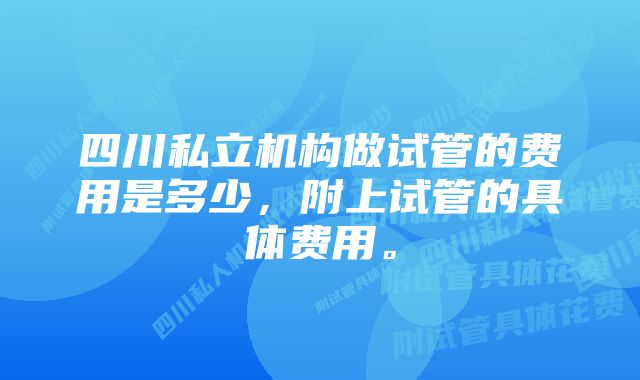 四川私立机构做试管的费用是多少，附上试管的具体费用。