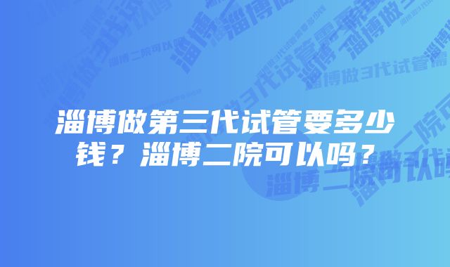 淄博做第三代试管要多少钱？淄博二院可以吗？