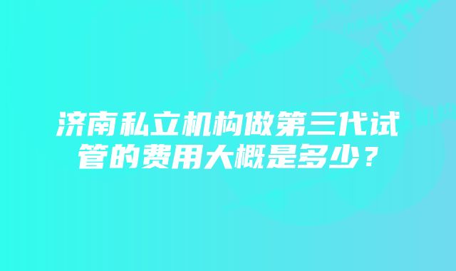 济南私立机构做第三代试管的费用大概是多少？