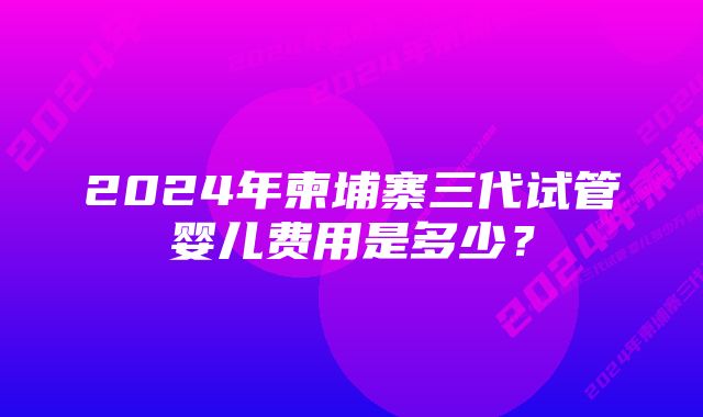 2024年柬埔寨三代试管婴儿费用是多少？