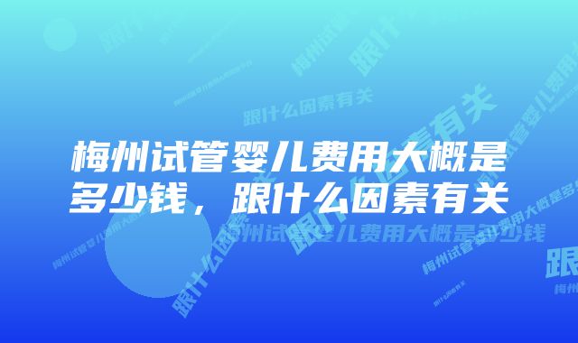 梅州试管婴儿费用大概是多少钱，跟什么因素有关