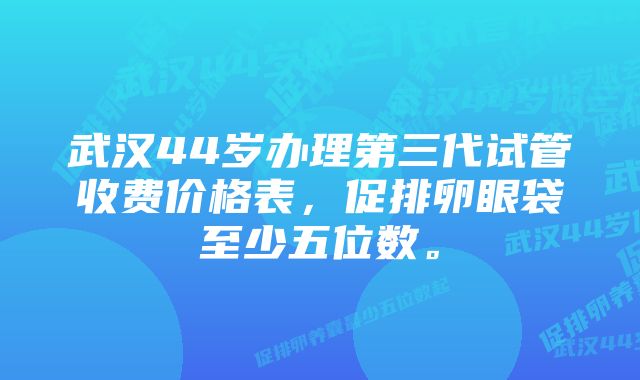 武汉44岁办理第三代试管收费价格表，促排卵眼袋至少五位数。