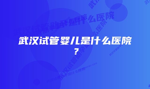 武汉试管婴儿是什么医院？