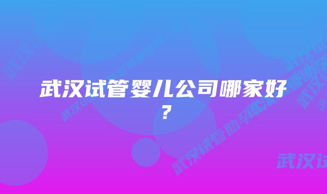 武汉试管婴儿公司哪家好？