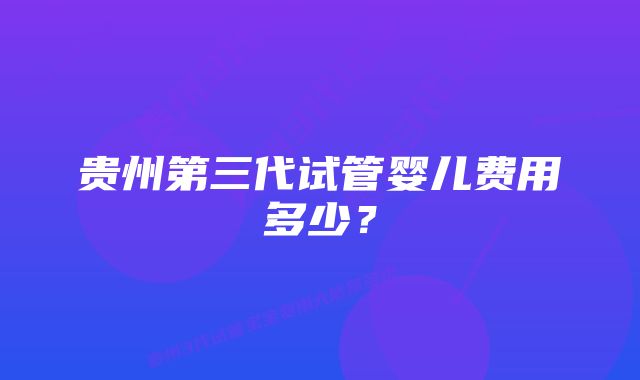 贵州第三代试管婴儿费用多少？