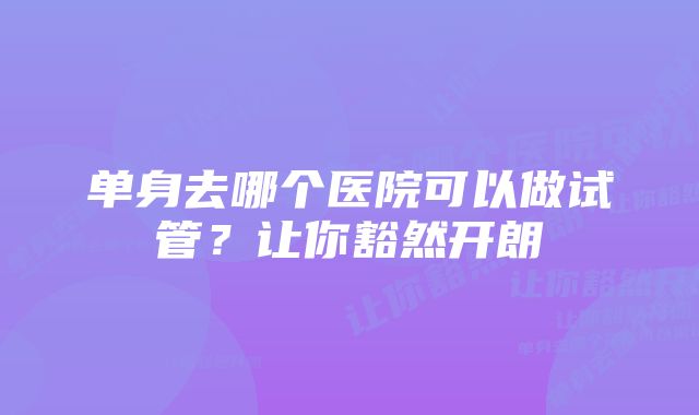 单身去哪个医院可以做试管？让你豁然开朗