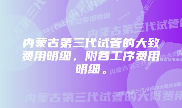 内蒙古第三代试管的大致费用明细，附各工序费用明细。