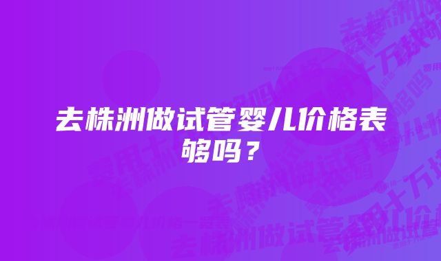 去株洲做试管婴儿价格表够吗？