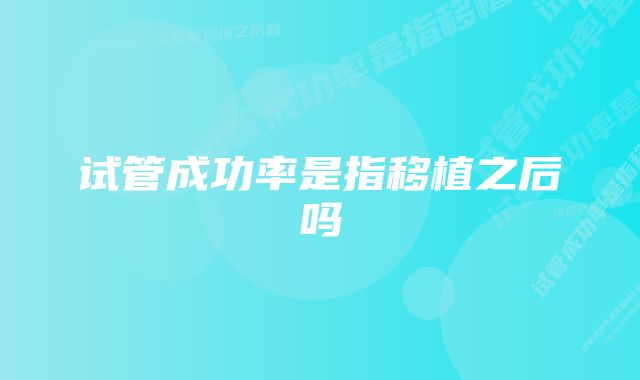 试管成功率是指移植之后吗