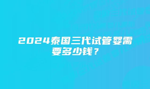 2024泰国三代试管婴需要多少钱？