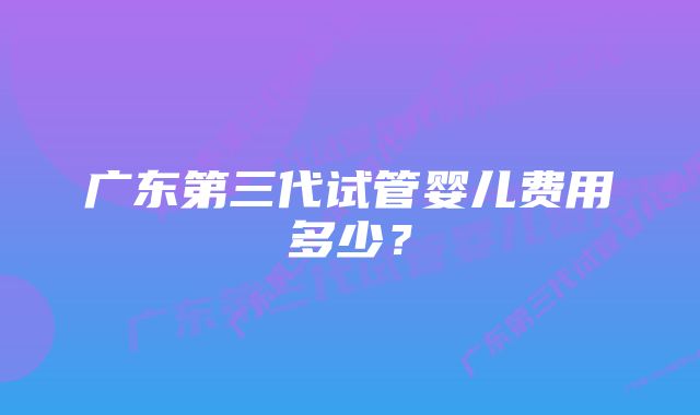 广东第三代试管婴儿费用多少？