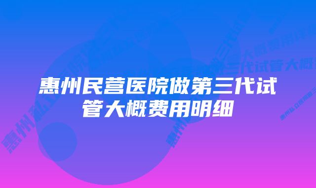 惠州民营医院做第三代试管大概费用明细