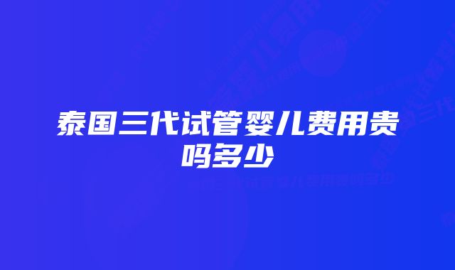 泰国三代试管婴儿费用贵吗多少