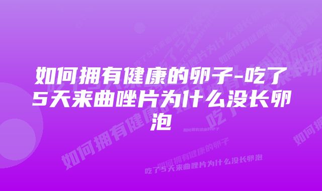 如何拥有健康的卵子-吃了5天来曲唑片为什么没长卵泡