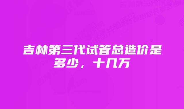 吉林第三代试管总造价是多少，十几万