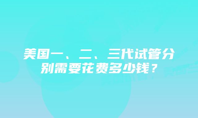 美国一、二、三代试管分别需要花费多少钱？