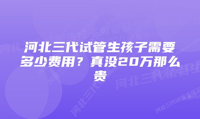 河北三代试管生孩子需要多少费用？真没20万那么贵