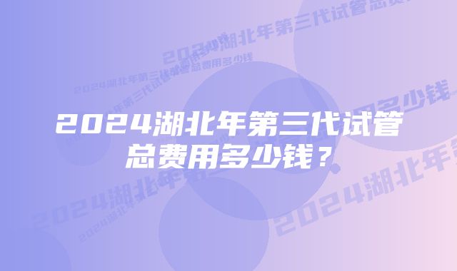 2024湖北年第三代试管总费用多少钱？